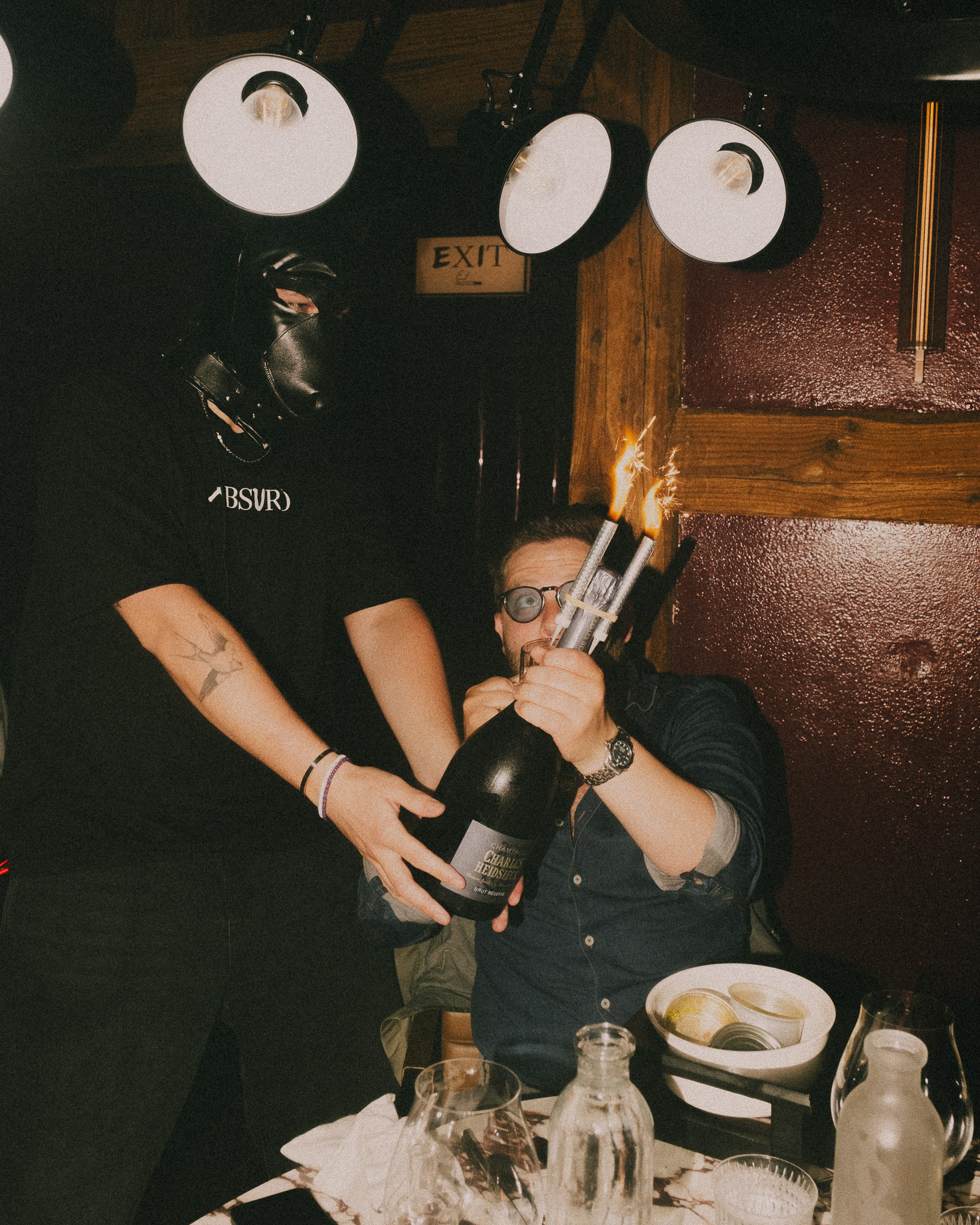 Champagne with sparklers at Absurd
